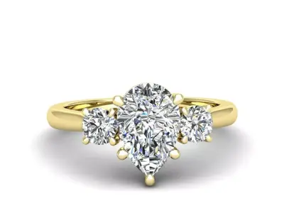 Engagement ring Kelly pear 3D print model