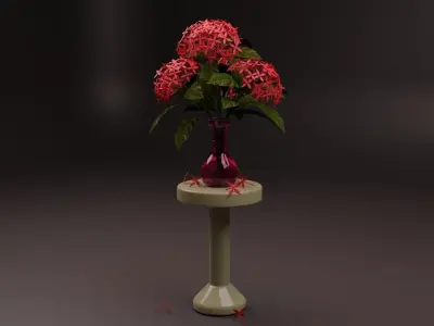 Ixora flower vase 3D model