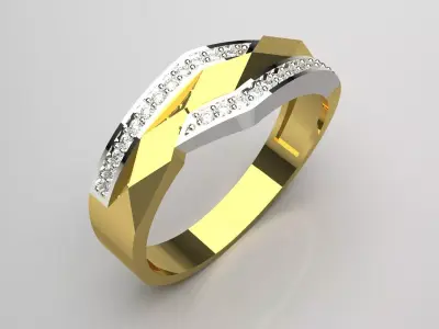 Two-tone Gold STL Ring with Diamonds Model jr00183 3D print model