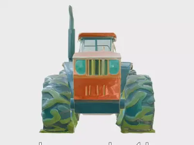 Bioluminescent Organic Tractor in Jungle Biome Low-poly 3D model