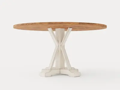 Lyon Dining Table 150 Cm Around Vintage Nature White Low-poly 3D model