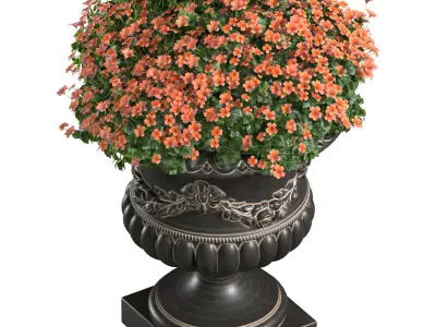 A flowerbed of flowers in a classic vase decoration Plant Patio  3D model