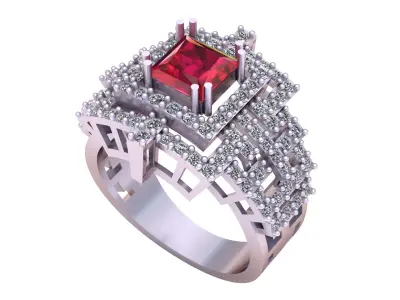 LUXURY RUBY RING 3D PRINTABLE MODEL 3D print model
