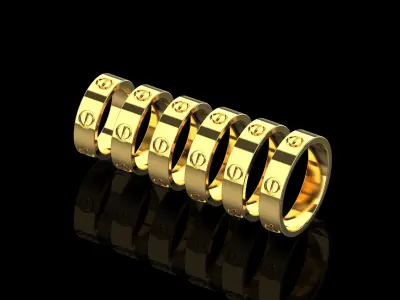 Love Rings in different sizes 16 to 21 N154 3D Model Pack