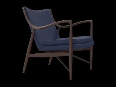 Finn Juhl Nv 45 Chair Velvet DarkBlue Low-poly 3D model