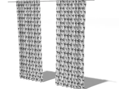 Full Length Living Room Curtains 3D model