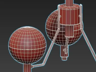 tummm three - light chandelier in brass with glass globes 3D model