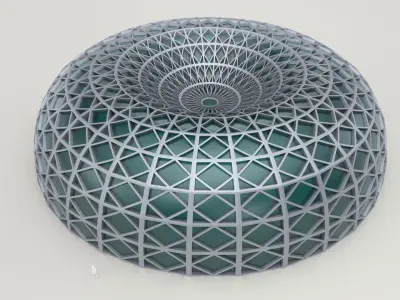 Dome structure with decorative glass panels large enclosure 3D model