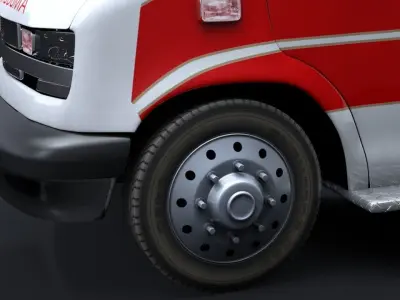 Ambulance Box Truck Rigged C4D Low-poly 3D model