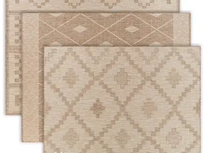 Carpet set 30 - Bundle - 3 Geometrical Jute Rugs 3D model