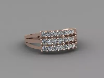 Rose Gold Women Diamond Ring 3D print model 3D print model 11