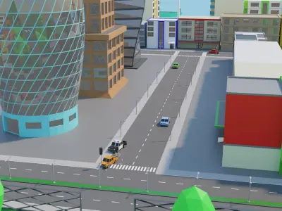 Cartoon City Low-poly 3D model buy