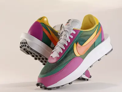 Nike Sacai LD Waffle Pine Green Low-poly 3D model