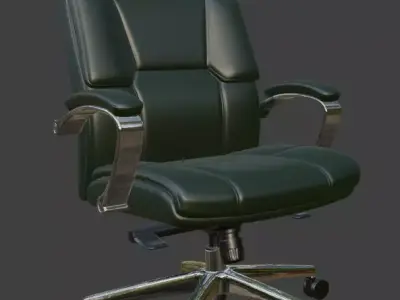Dark Green Leather Executive Office Chair High Detail 3D Model 3D model