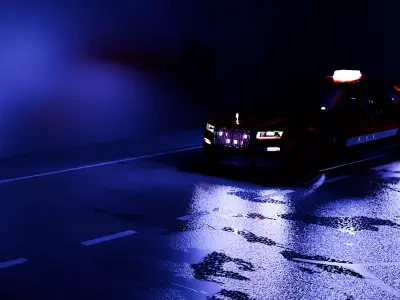 Rolls Royce red painted police car animation and model    3D model