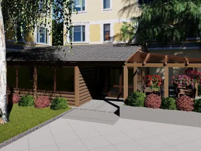 3D model of the cafe extension 2 versions Free 3D model