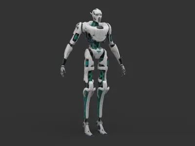 Sci-Fi Baseball Robot Character  Low-poly 3D model