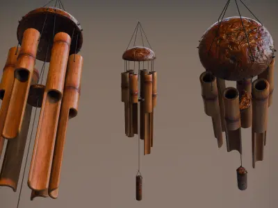 Bamboo Wind Chimes Low-poly 3D model