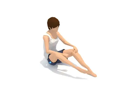 Head to Knee Pose Yoga Exercise Woman Animation Low-poly 3D model