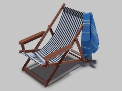 Beach Chair with Towel 3D model