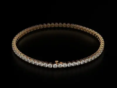 Tennic Braclet round gem 3mm 3D print model