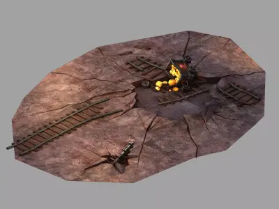 Game Blacklight Mine - Broken Minecart 3D model