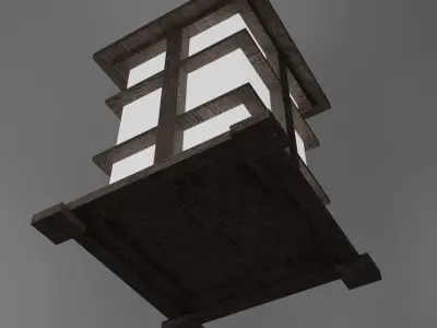 Wooden desk lamp Low-poly 3D model