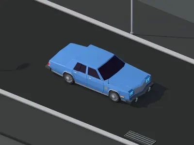 Cartoon Low Poly Chrysler 1980 Car Low-poly 3D model