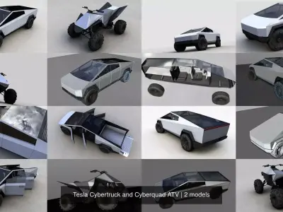 Tesla Cybertruck and Cyberquad ATV 3D Model Pack