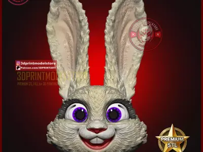 Judy Rabbit Cop Head Mask - Zootopia Cosplay Props 3D print model