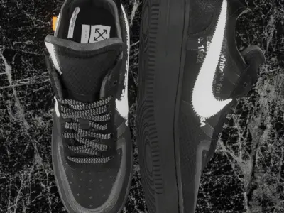 NIKE AIR FORCE 1 LOW OFF WHITE BLACK VOLT 3D SHOES Low-poly 3D model