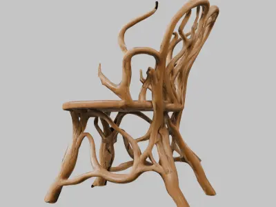 Stylized Root Chair 3D Model Low-poly 3D model