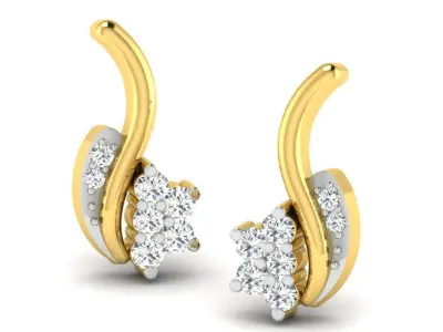 Solitaire Women Earring 3D print model 4