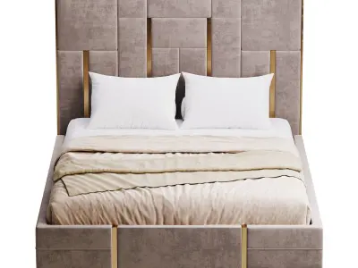 Luxury Leather Bed 3D model