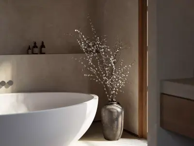 Japandi modern bathroom 3D scene 3D model