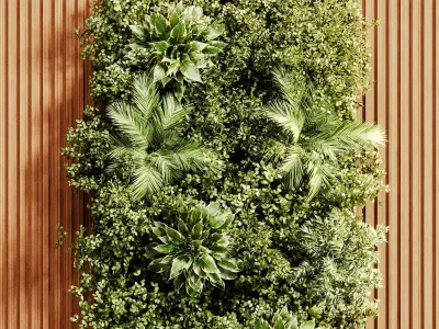 Wooden planks and vertical garden 13 3D model
