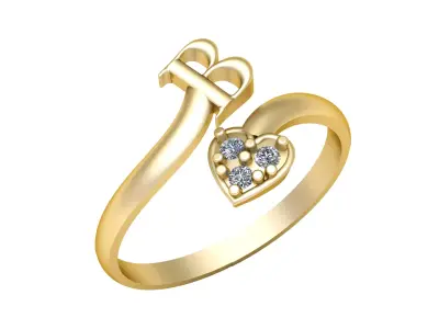 Satylish Proposal Alphabets Ring 3d Printable Model 3D print model