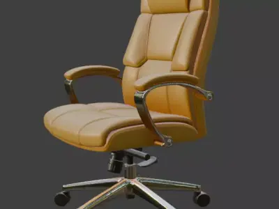 Yellow Leather Executive Office Chair High Detail 3D Model 3D model