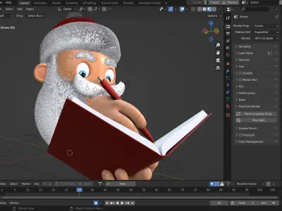 Animated Santa Making List Low-poly 3D model
