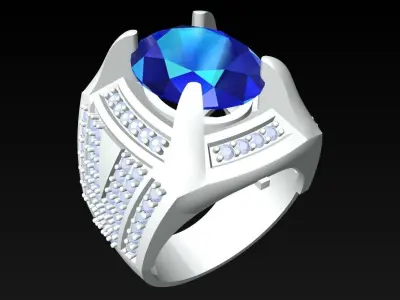 Oval stone ring - Mens Rings - N5279 3D print model