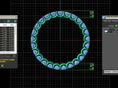 U Shaped Eternity Ring 2 point 6 mm stone size swiss 18 and EU58 3D print model