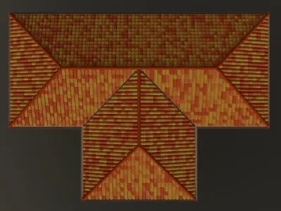 Hip roof with clay tiles 2301 3D model