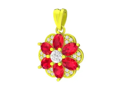 A4737 Diamond Flower Pendant 3D print model