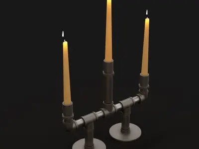 Candlestick set 6 candle holder 3D model