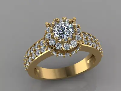 Side Stone Woman Wedding Ring 3D print model