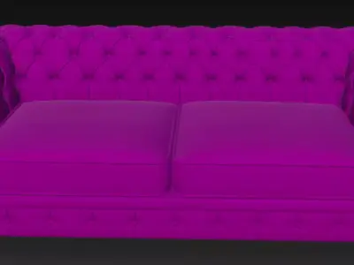 Purple Chesterfield Sofa 3D Model 3D model