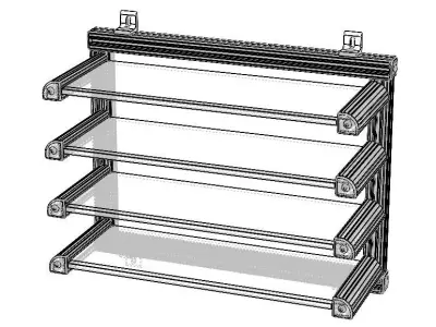 Aluminum Adjustable Shelf - Wall Mounted 3D model