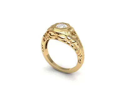 Flower Art Deco Ring 3D print model