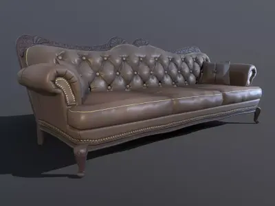 Club Room Sofa - Game Asset Low-poly 3D model