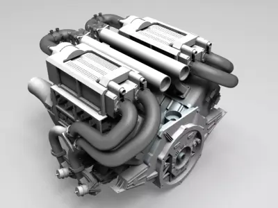 Bugatti W16 Engine 3D print model